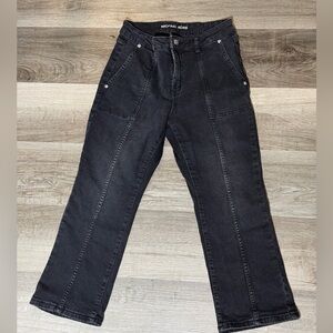 Michael Kors 6P Women's Regular Straight Leg Mid Rise Black Denim Dark Wash